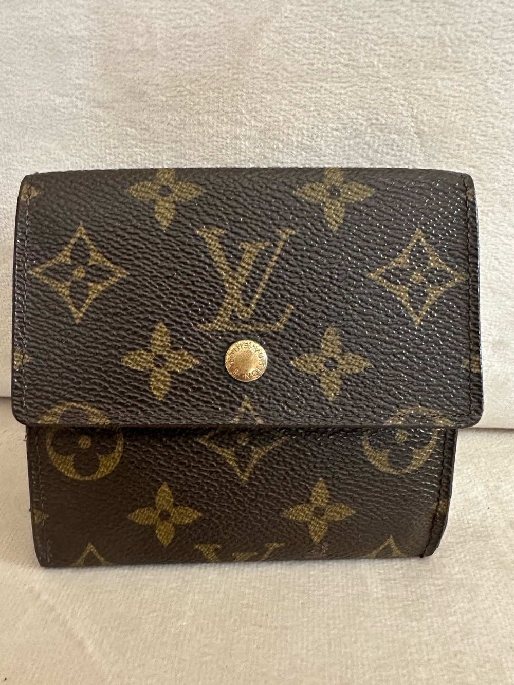 Louis Vuitton Monogram Canvas Compact Wallet in Brown and Gold